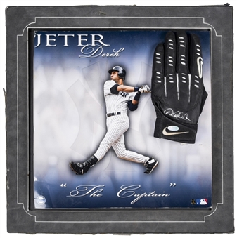 Derek Jeter Signed Batting Glove in 18x18 Display (Steiner)